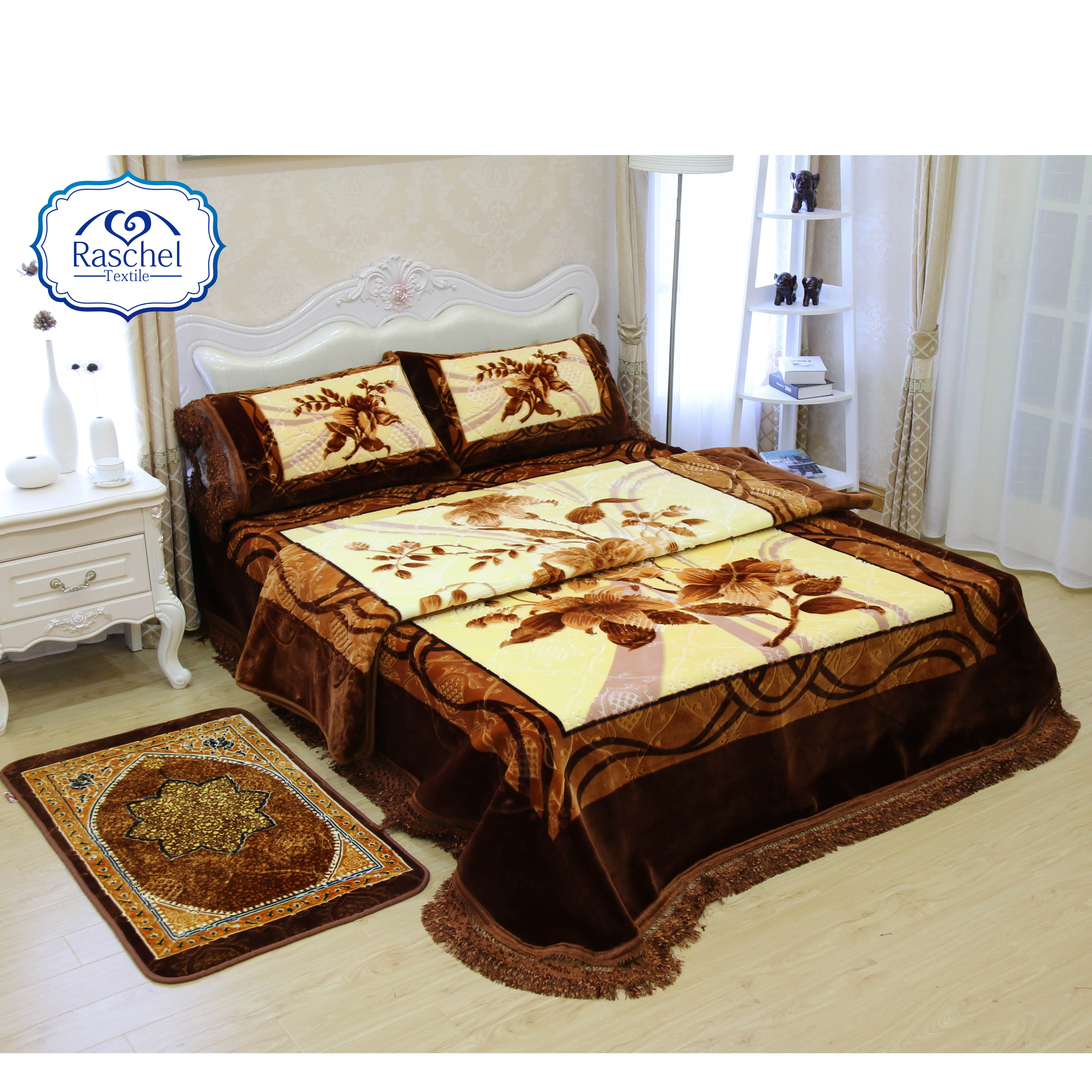 100%polyester 2ply 1side embossed 10 KG blanket super soft Raschel polyester blanket