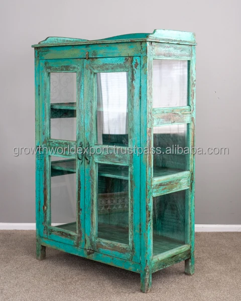 Antique Wooden Display Cabinet Handmade Solid Wooden Trending Wardrobes Reclaimed Wood Wardrobes Recycle Furniture Glass Door