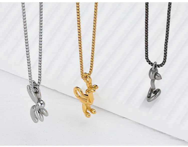 Craft Wolf Chinese Elements Jewelry 12 Zodiac Signs Chain Animal Pendant Stainless Steel Necklace