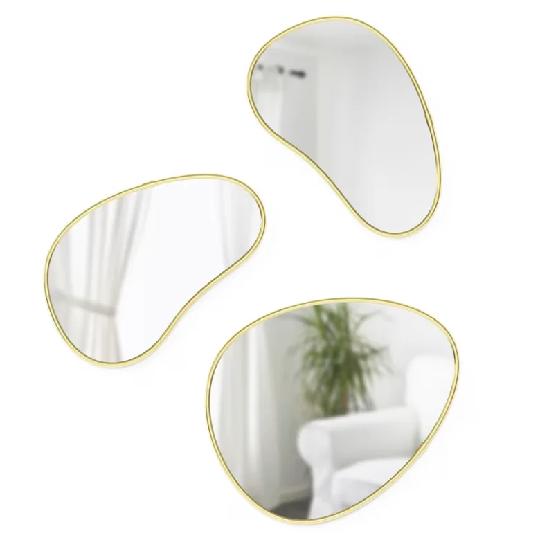 irregular mirror gold nordic style 2024  customized interior S/3 gold decor wall mirror home