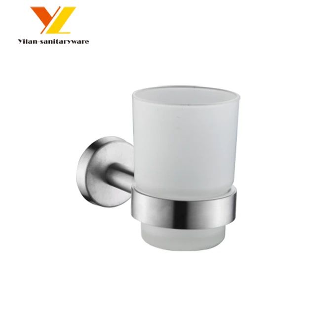 Bathroom Manufacturer Wall Toothbrush Holder Stainless Steel Tumbler Holder with Glass Cup