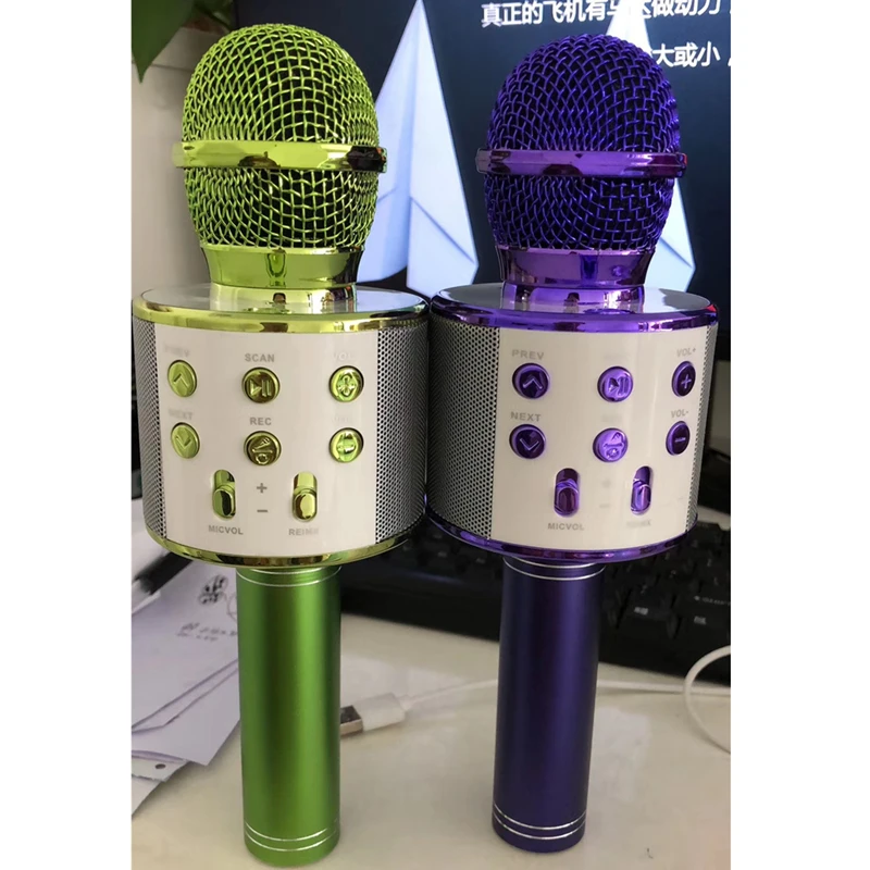 WS-858L Portable KTV Wireless Karaoke Microphone With LED Lights Home Party Hifi Speaker