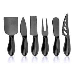 Breakfast Butter Knife Slicer Sandwich Spreader Cheese Cutters Collection Stainless Steel Black Cheese Knife Set