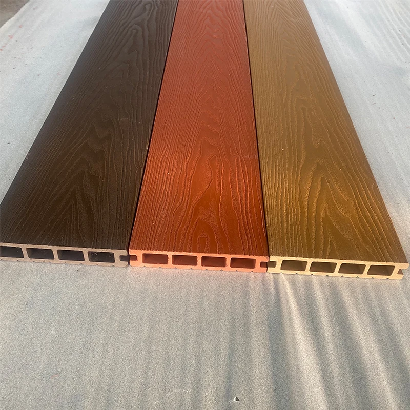 Waterproof ECO Friendly Wooden Exterior Decoration Solid WPC Wood decking 25mm Thickness Floor Deck Board For Park Boardwalk