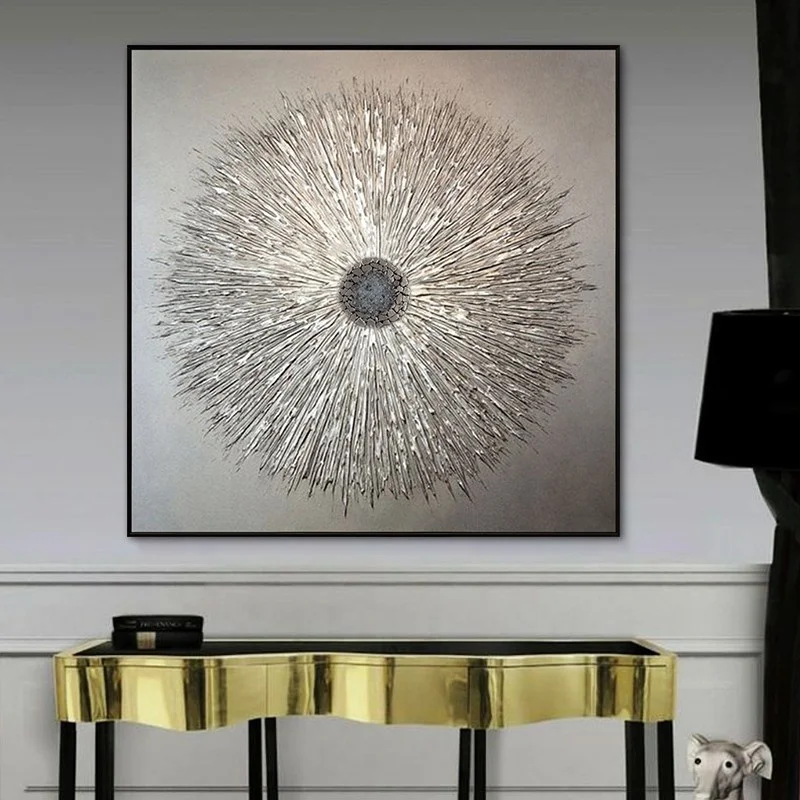 40x40 Inch Contemporary Hand Painted Abstract Canvas Wall Art Texture Grey 3D Paintings for Wall Decorations