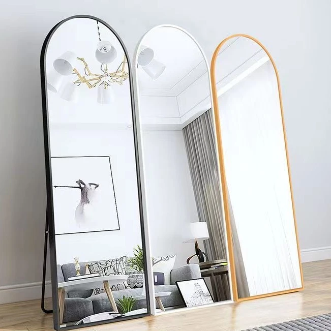 Hot Design Mural Decor Mirror Glass Sheet Modern Customized Shape Arch Standing Full Length Mirror Shower Bathroom Wall Mirror