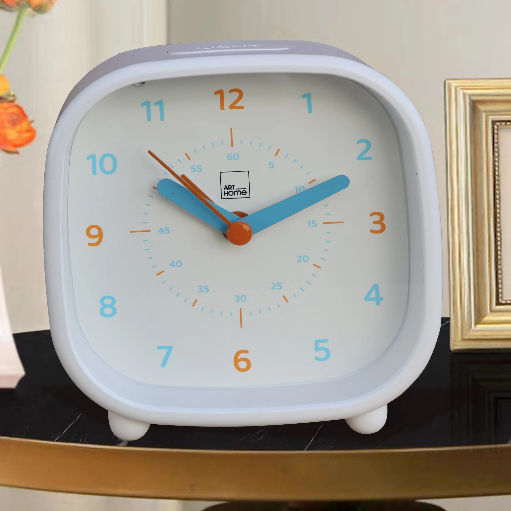 Mini cute cartoon table clock for children student wake-up square with lights customized modern alarm clock