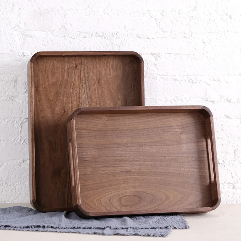 Black Walnut japanese-style fruit plate domestic living room coffee table tray rectangular plate Kung Fu tea set tray