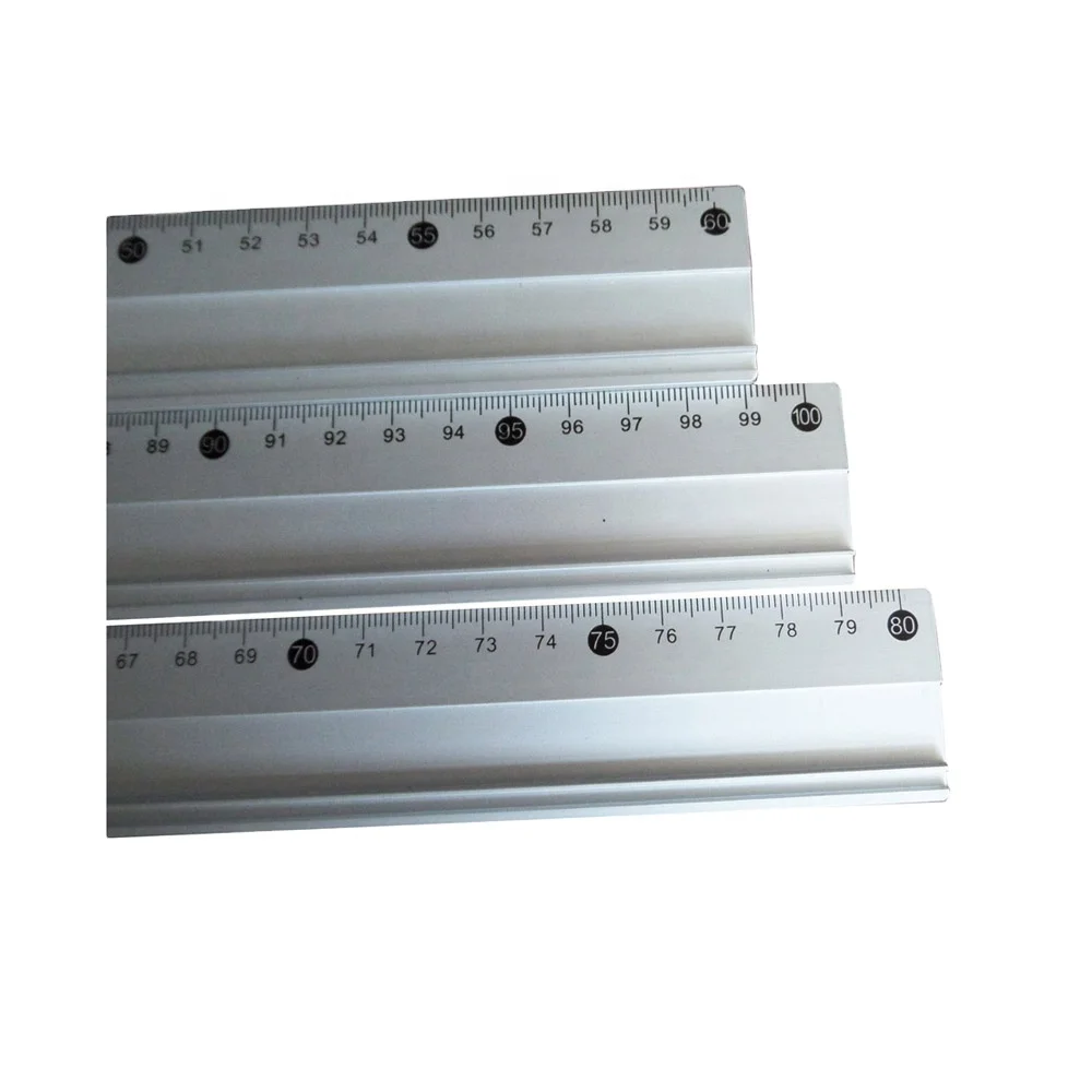 Офисная линейка с логотипом на заказ прямая Алюминиевая большого размера 1