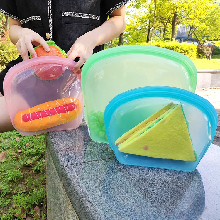 Wholesale Food Grade Heat Resistant 3.5L 2L 1L Reusable Silicone Storage bag Self Sealing Food Bag