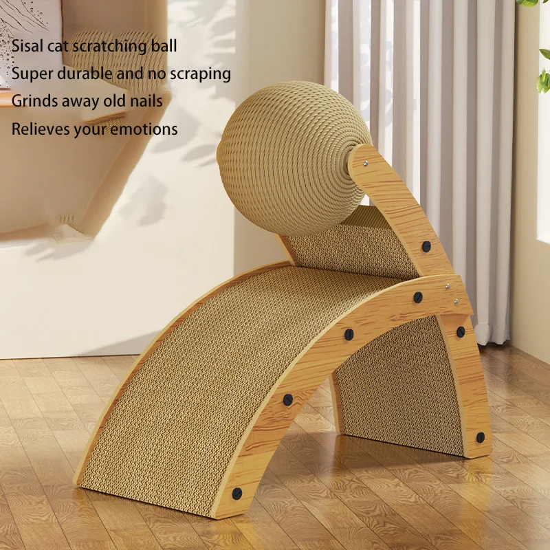 New Arrival R shaped cat scratch ball Wooden Cat Scratcher Wear-Resistant Grinding Paw Toy Scratch Board