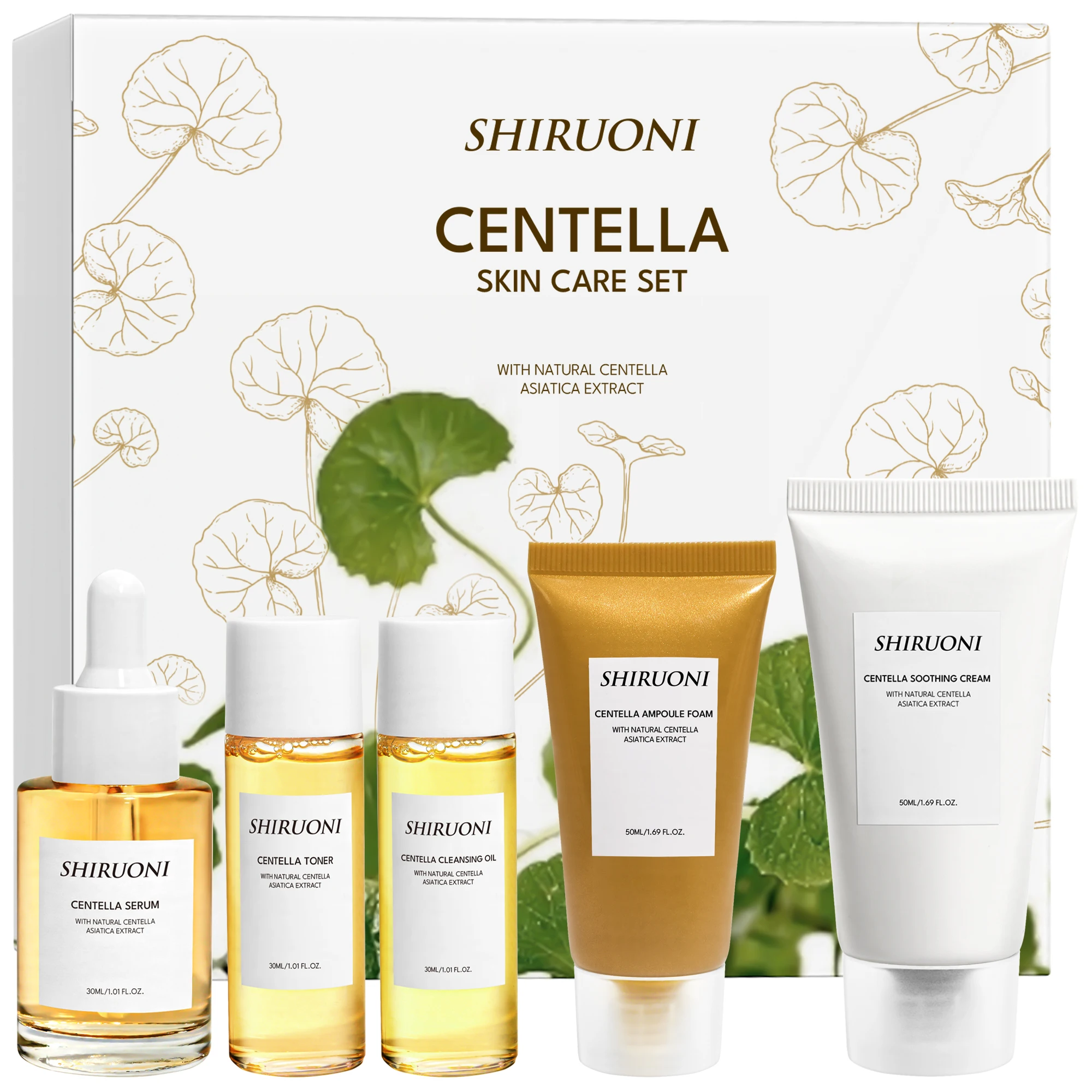 Private Label Korean Centalla Skin Care Product Moisturizing Repair Herbal Caramel Centella Asiatica Skin Care Set