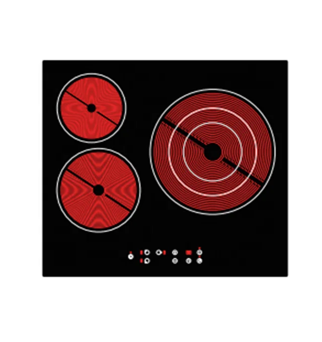 CB Approval Black Ceramic Glass 3 Infrared Hot Plates Built in Ceramic Hob with 3 zone