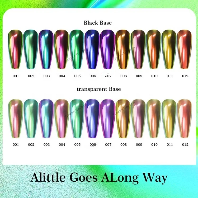 Colorful Metallic Magic Mirror Effect Pigment Chameleon Super Glossy Chrome Powder for Nails Art DIY Decoration