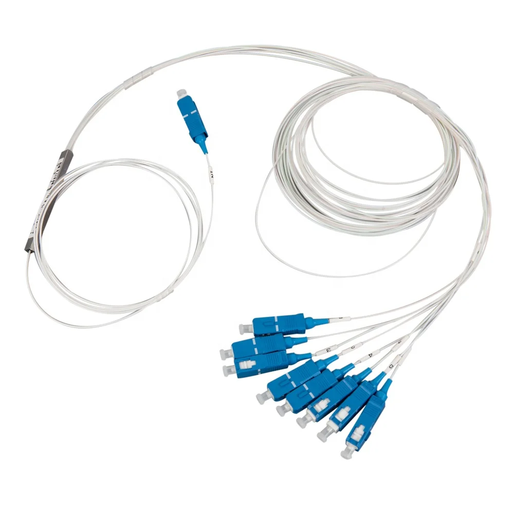 1/8 8 channel optical 1*8 fiber optic without connector 1x8 steel tube sc apc gpon plc splitter 1:8