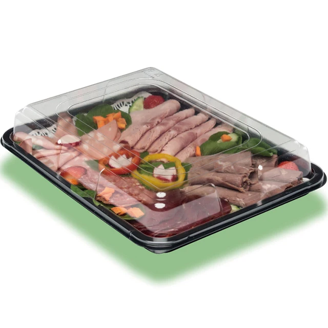 Plastic Sandwich Platter With Lid Buffet Trays With Lids Large Catering Disposable Cheese Food Platter Tray