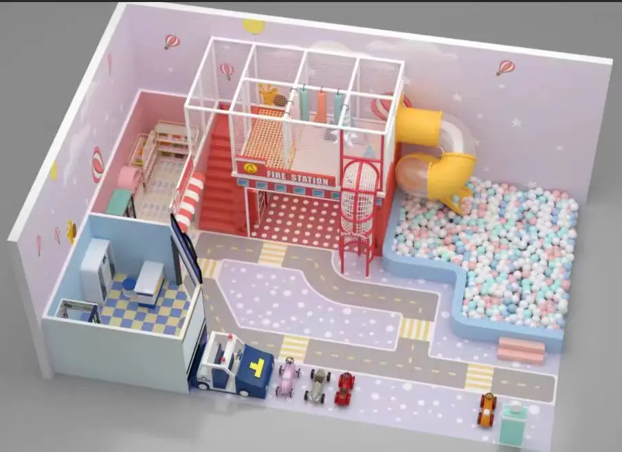 Маленькая игровая площадка Kidzania мини-городская улица с домом для ролевых игр и дорожным знаком