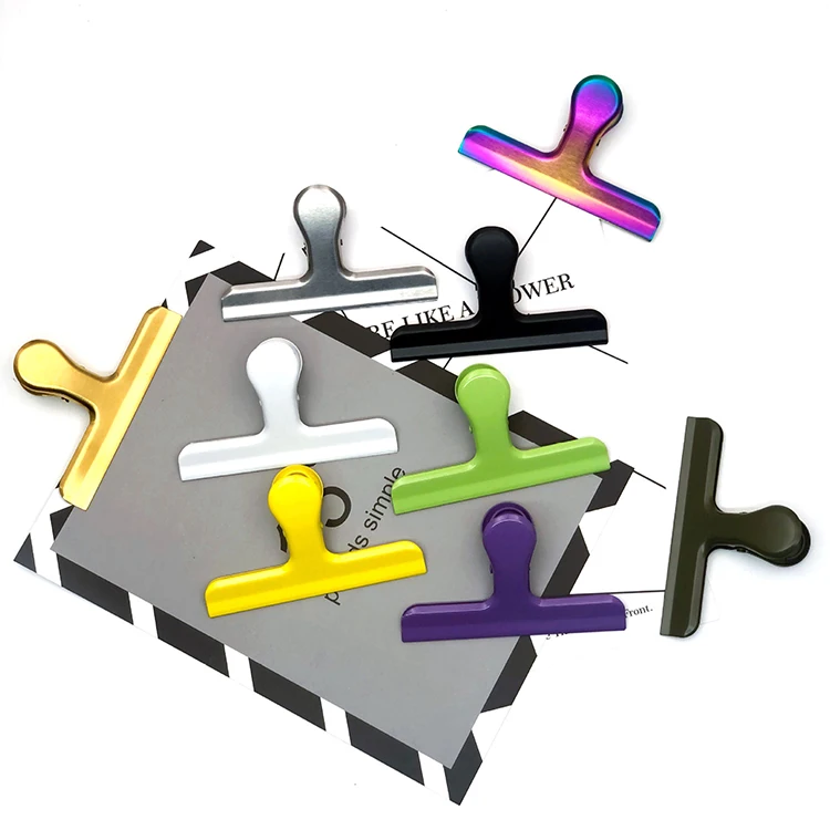 Stainless steel Stationery metal clips 120mm Nordic Creative colors Metal sealing clip Long tail clip