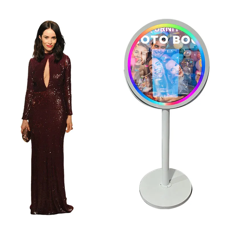 2023 Hot Style Mirror Photo Booth Round High Quality Mirror Magic Selfie 21.5 Inch Party Mirror Photo Booth Business Rental