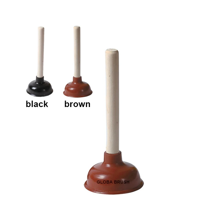 HQ2215 10.5cm diameter wooden stick sink cleaning rubber toilet drain plunger