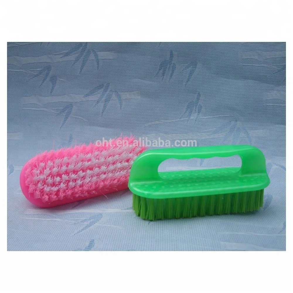colors plastic laundry cleaning brush with handle