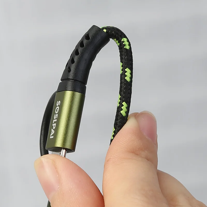 
SOSLPAI wholesale 2 in 1 small usb cable keychina desgin nylon fabric waeve for iphone short usb cable 