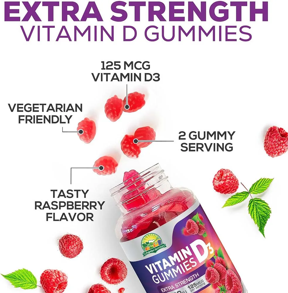 2024 Vitamin D3 Gummies for Bone and Immune System Support Multiple Fruit Flavored Options OEM Private Label