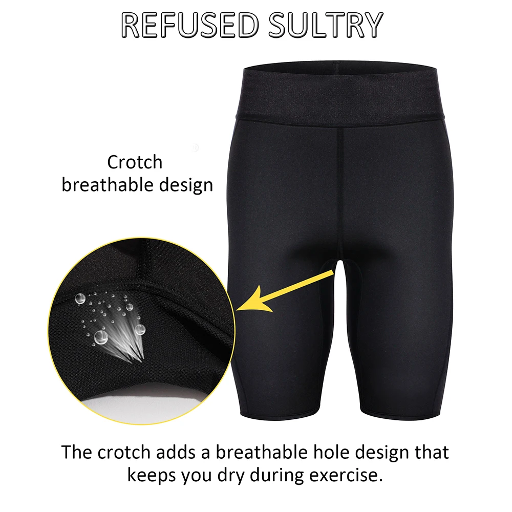 Men Body Shaper Sport Fitness Shorts Neoprene Hot Sweat Thermo Sauna Pants with Pockets