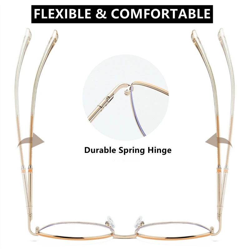 durable computer optical reading bluelight gold metal cat eye brown pink monturas opticas girls women medical glasses frames
