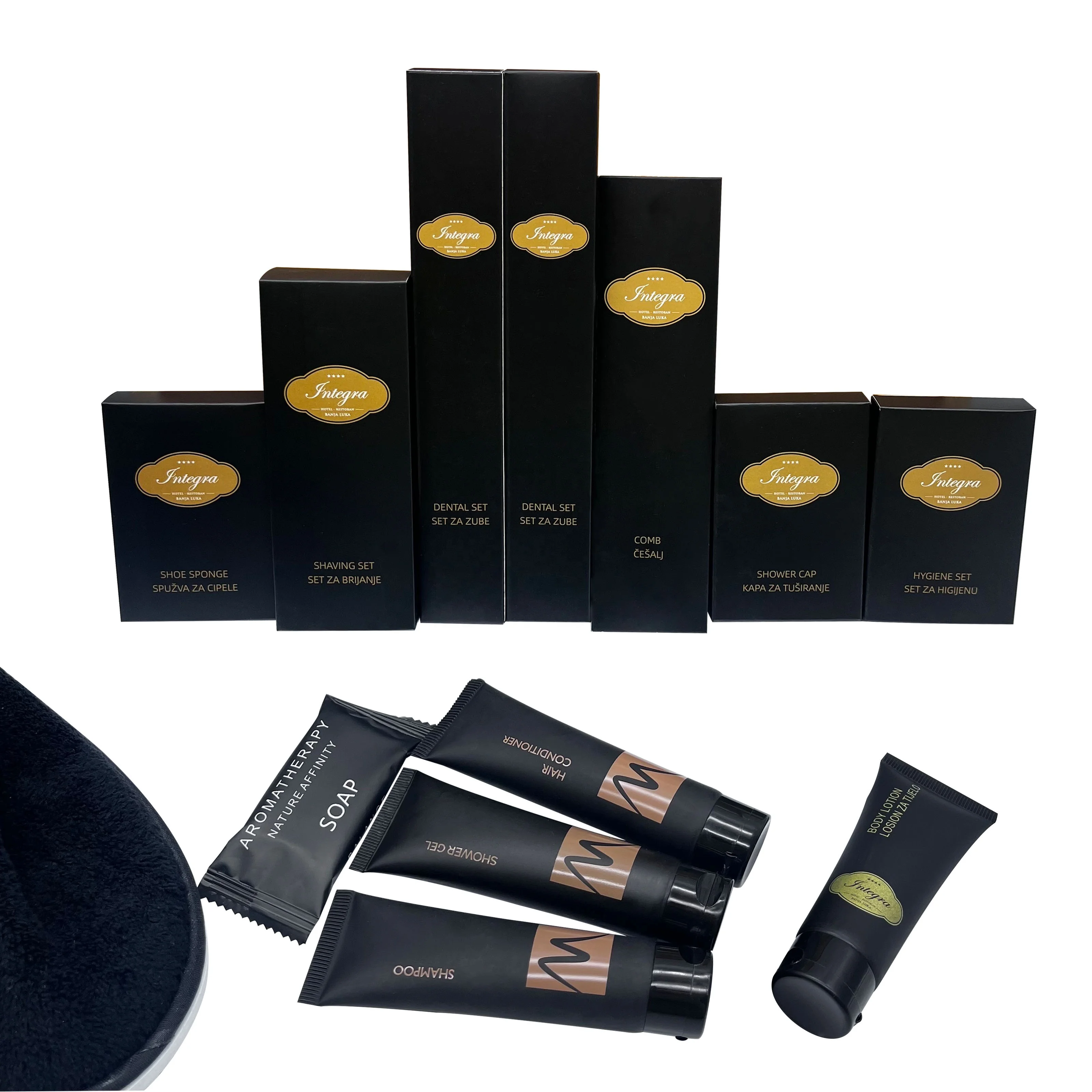 Black Custom Cosmetics Kit Bathroom Mini Soap Disposable Hotel Guestroom SPA Amenities Supplies Serie