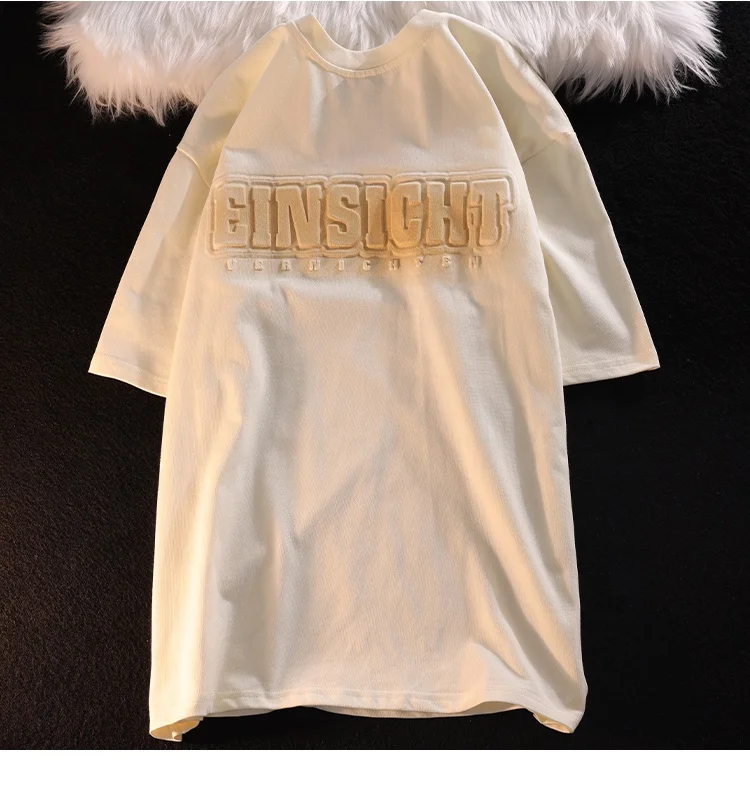 BILLIONS Custom logo dropped shoulder heavy weight thick t shirt men street wear embossed t-shirt