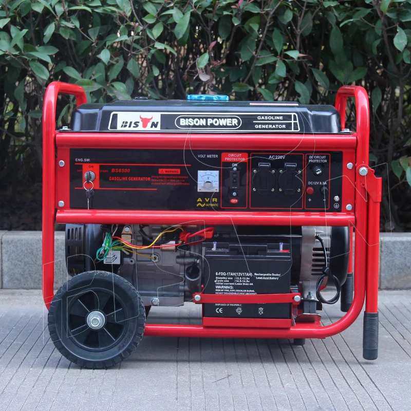 Bison China 220 Volt 5kw 5kva Single Phase Silent Portable Gas Operated Electric Power Gasoline Generators For Sale
