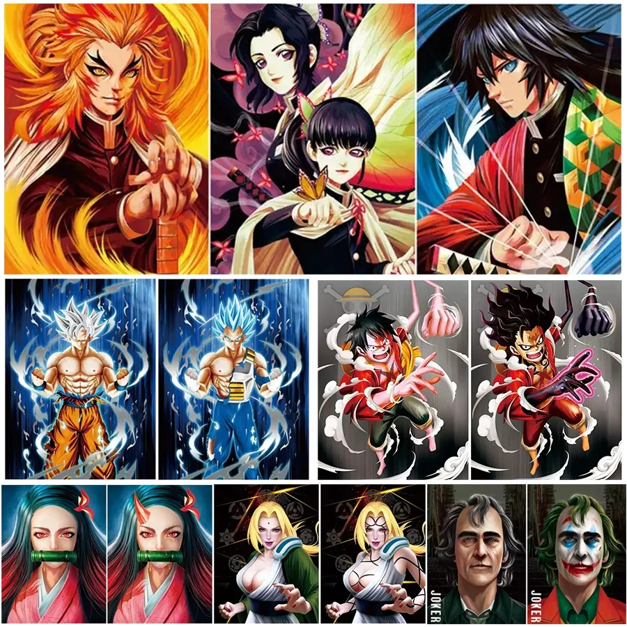 Wholesale Anime Printed Narutos Dragon Ball One Piece Wanted Demon Slayer Poster 3D Flip Lenticular Anime Poster