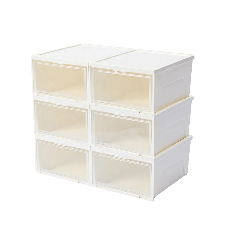 High quality plastic shoebox large capacity storage box stackable and multi-layer shoe storage cabinet shoe organizer