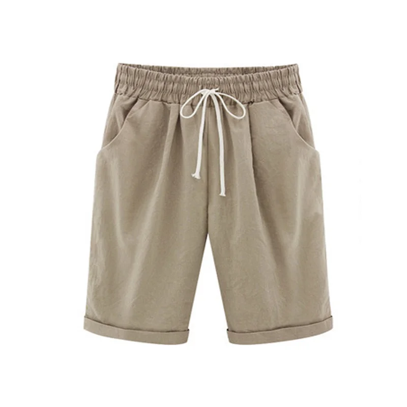 Wholesale summer female high quality five-point pants casual loose plus size shorts women elastic waist cotton shorts women