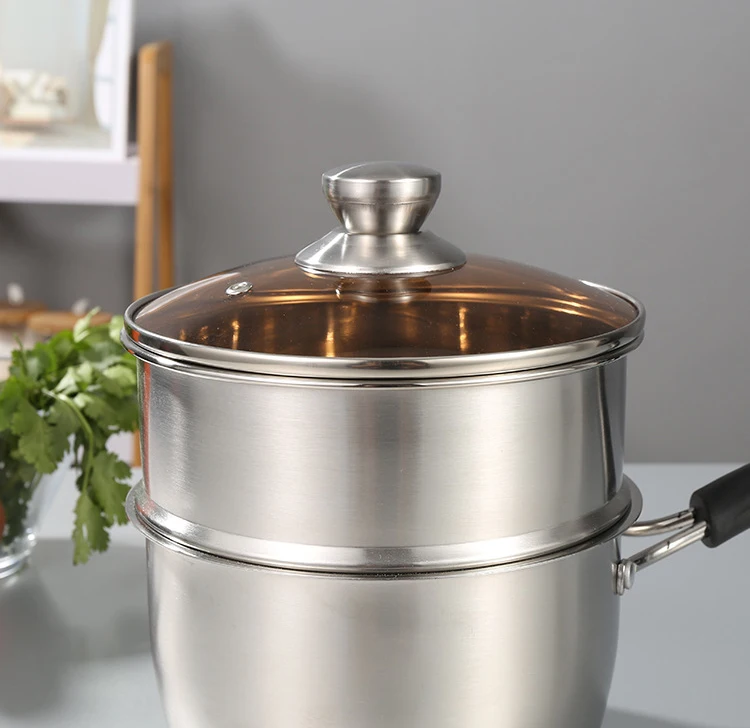 Hot sale Popular stainless steel 2-layer steamer Pan steamer pot Hot Pot utensils fast heated edible Boil milk pan