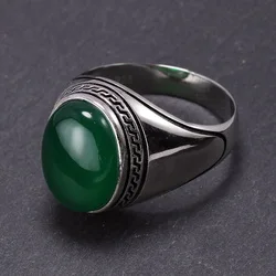 Guaranteed Silver s925 Mens Rings Simple Design With Stones Multi Color Oval Shape Onyx Turkey Jewellery Turkish Ring For Man
