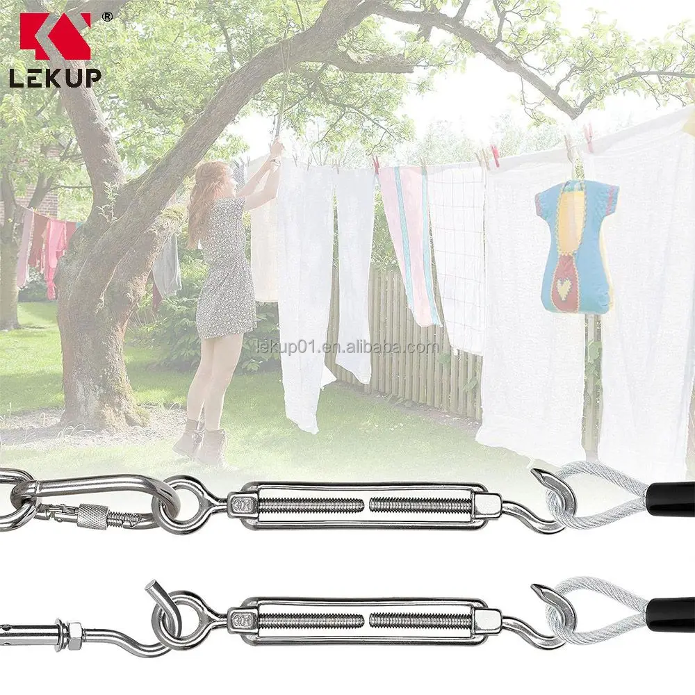 304 Stainless Steel Cables Wire Turnbuckles M6 Turnbuckle Hook and Eye Heavy Duty Turnbuckle Hardware Kit for Wire Rope Tension