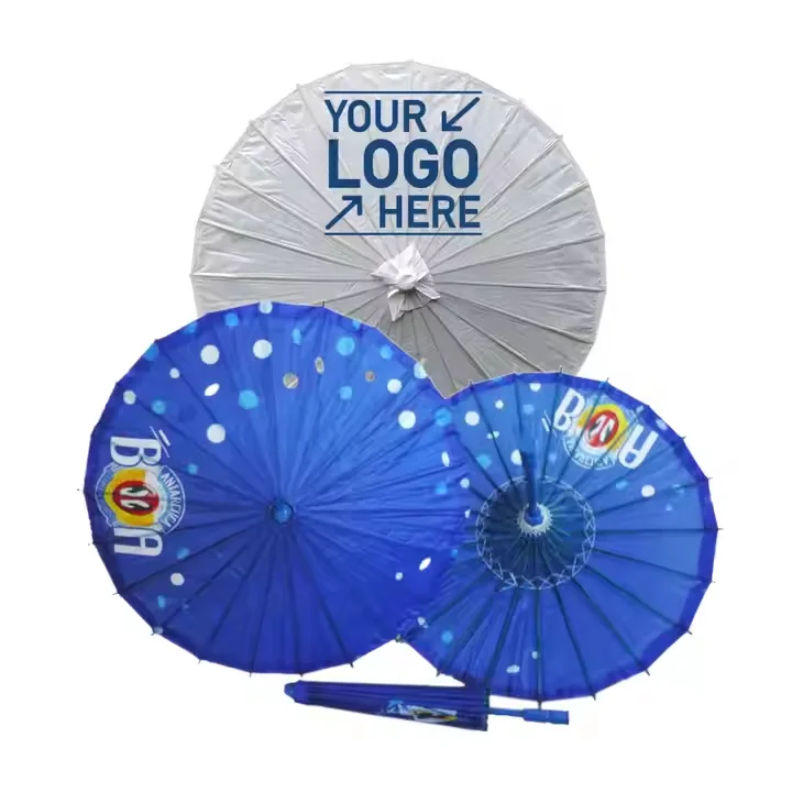 Chinese Classical Style Decorative Flower Oil Paper Fabric Umbrella Bamboo Craft Silk Cloth Umbrella