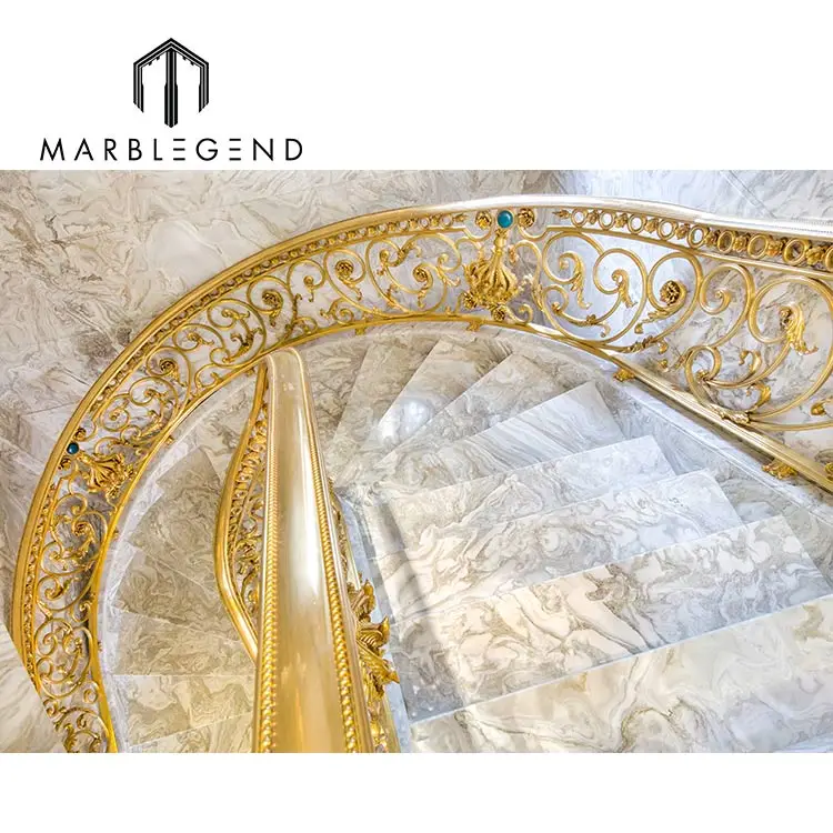 Custom luxurious metal stairs railing brass staircase handrail for villa project