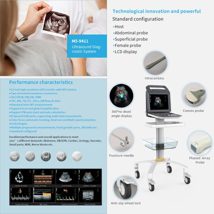 Factory Price High Quality Medical Color Doppler Ultrasound Scanner Machine For Clinic