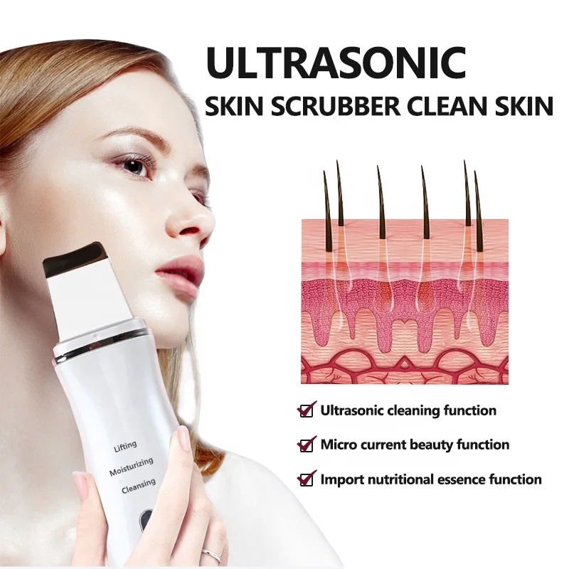 Facial EMS Electronic Micro Stimulating Skin Peeling Pore Cleaning Ultrasonic Skin Scrubber Spatula