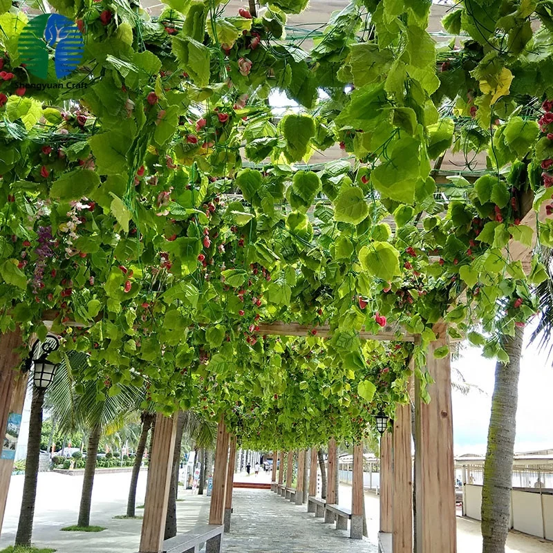 Arbour decoration grape leaf and flower rattan