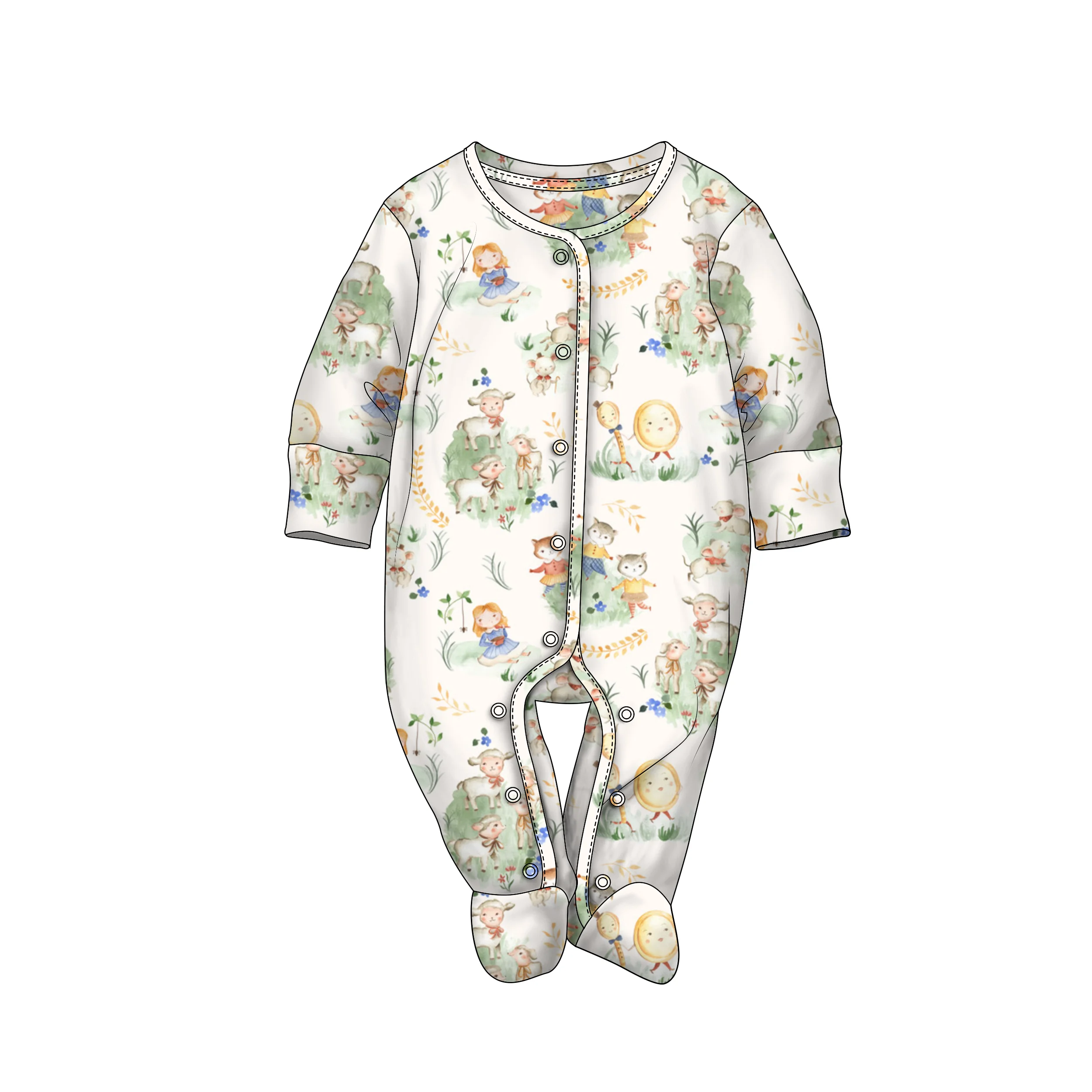 New Hot Custom Baby Clothes Long Sleeves Bamboo Viscose Cotton Spandex Newborn Baby Onesie Blank Snap Button Baby Rompers