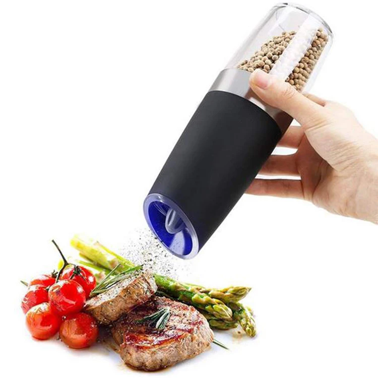 Promotional battery operate gravity handheld electric pepper mill grinder salt and pepper mill