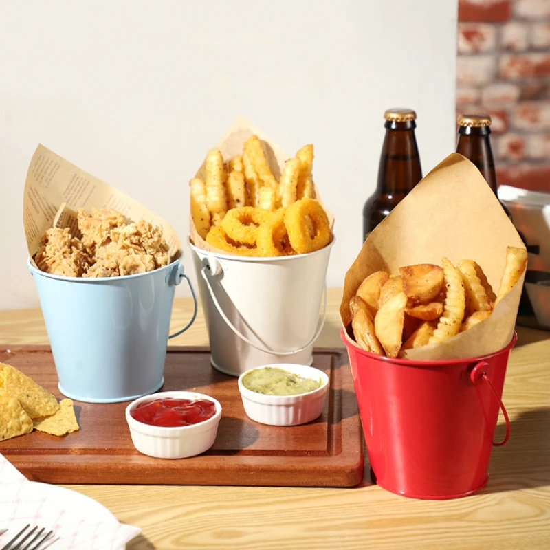 French fries bucket in Western Restaurant wall stainless steel drinking luxury mini wine ice bucket tubs for beer