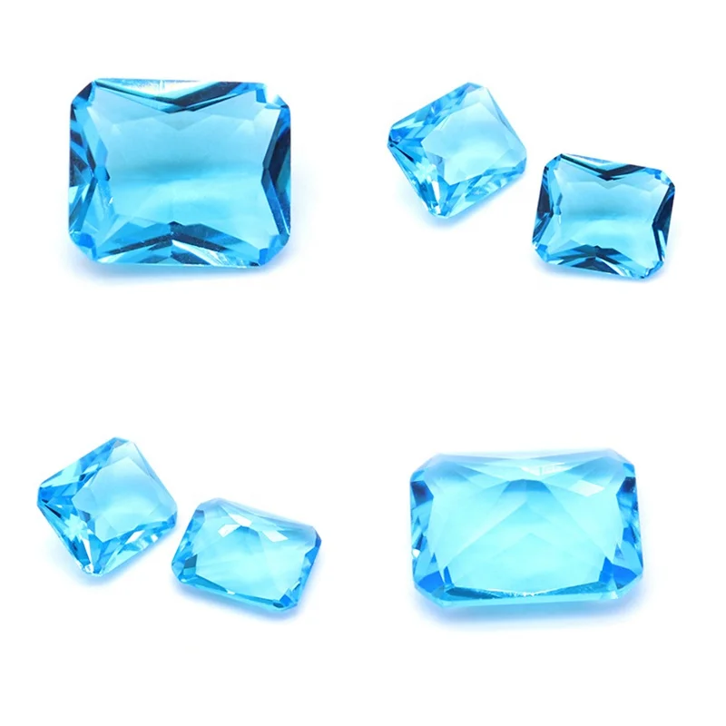 Wholesale Glass Gems Bulk Emerald Green Gemstone Octagon Blue Black Colored Glass Gem Stones