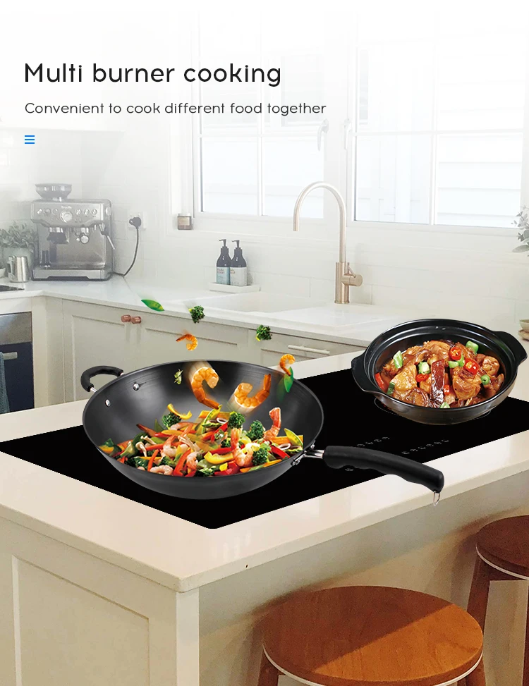 7200W Three Built In Horizontal Hybrid Hob Ultrathin Infrared Electric Induction Cooker