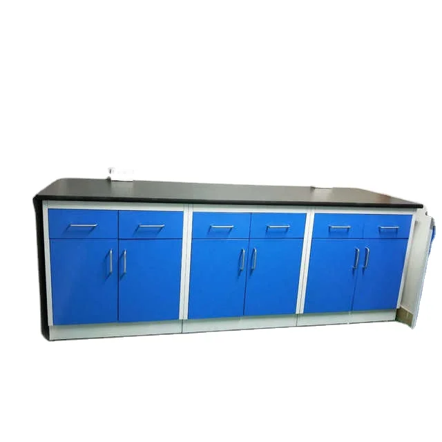 
Floor Mounted Structure Lab Workbench With Stainless Steel C-type Handle Blue Colour Cabinet 