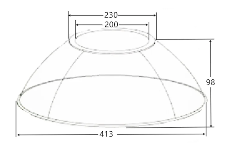 HONGMAO 16' 90degree hps high bay pc reflector 100w 150w 200w ufo high bay acrylic lamp shade with bottom cover
